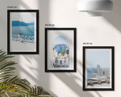Tríptico enmarcado Vistas al mar con edificios blancos en Grecia