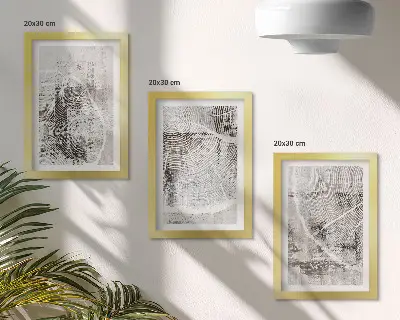 Juego de 3 cuadros decorativos con diseño de vetas de madera en tonos grises y blancos