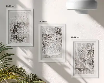 Juego de 3 cuadros decorativos con diseño de vetas de madera en tonos grises y blancos