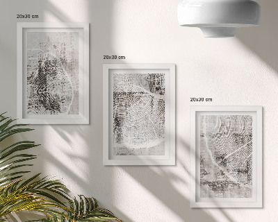 Juego de 3 cuadros decorativos Patrones de vetas de madera en tonos grises y blancos.