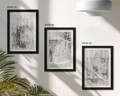 Juego de 3 cuadros decorativos con diseño de vetas de madera en tonos grises y blancos