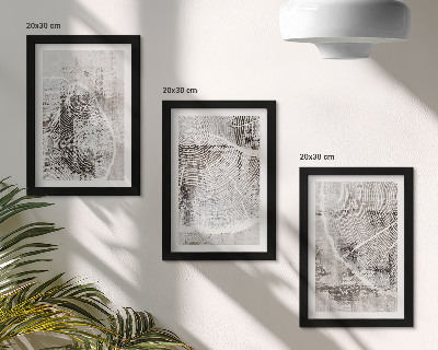 Juego de 3 cuadros decorativos Patrones de vetas de madera en tonos grises y blancos.
