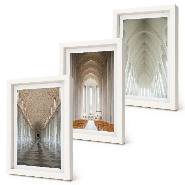 Juego de 3 cuadros decorativos Interiores de edificios históricos y catedrales