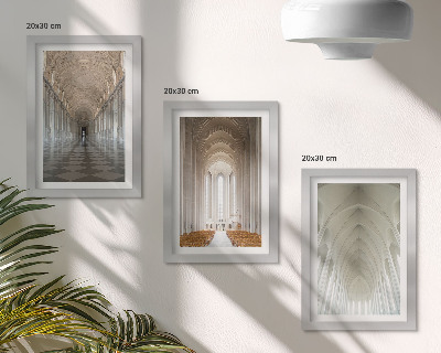 Juego de 3 cuadros decorativos Interiores de edificios históricos y catedrales