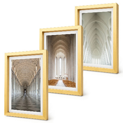 Juego de 3 cuadros decorativos Interiores de edificios históricos y catedrales