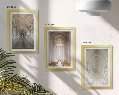 Juego de 3 cuadros decorativos Interiores de edificios históricos y catedrales