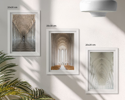 Juego de 3 cuadros decorativos Interiores de edificios históricos y catedrales