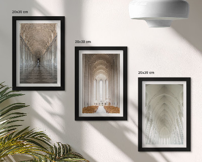 Juego de 3 cuadros decorativos Interiores de edificios históricos y catedrales
