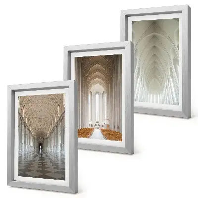 Juego de 3 cuadros decorativos con motivos de interiores de edificios históricos y catedrales