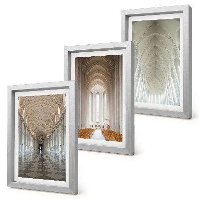 Juego de 3 cuadros decorativos Interiores de edificios históricos y catedrales