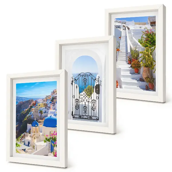Tríptico enmarcado Vistas de Santorini arquitectura griega de Oia
