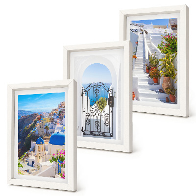 Tríptico enmarcado Vistas de Santorini Arquitectura griega de Oia