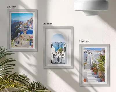 Tríptico enmarcado Vistas de Santorini arquitectura griega de Oia