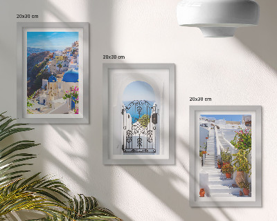 Tríptico enmarcado Vistas de Santorini Arquitectura griega de Oia