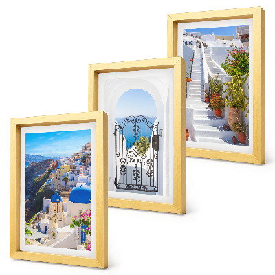 Tríptico enmarcado Vistas de Santorini Arquitectura griega de Oia