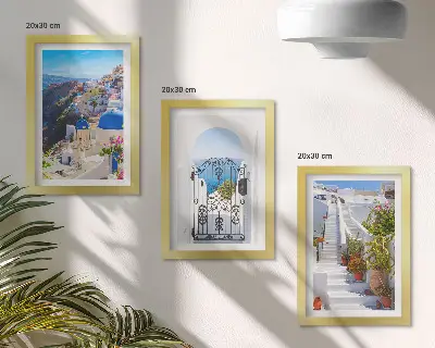 Tríptico enmarcado Vistas de Santorini arquitectura griega de Oia