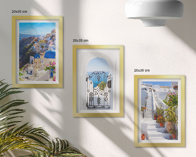 Tríptico enmarcado Vistas de Santorini Arquitectura griega de Oia