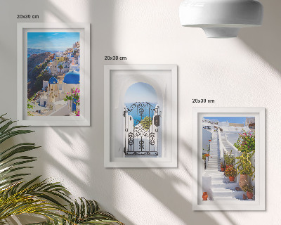 Tríptico enmarcado Vistas de Santorini Arquitectura griega de Oia