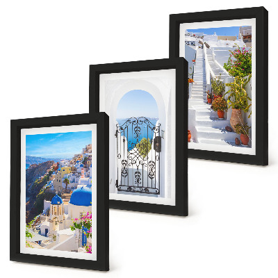 Tríptico enmarcado Vistas de Santorini Arquitectura griega de Oia