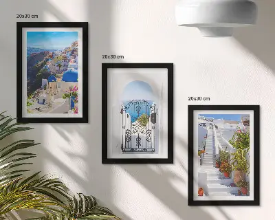 Tríptico enmarcado Vistas de Santorini arquitectura griega de Oia