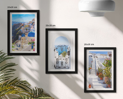 Tríptico enmarcado Vistas de Santorini Arquitectura griega de Oia