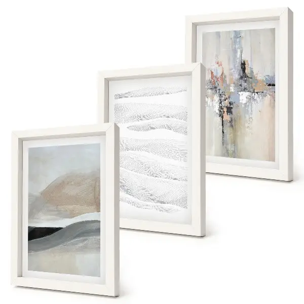 Juego de 3 cuadros decorativos con diseños abstractos en tonos tierra neutros