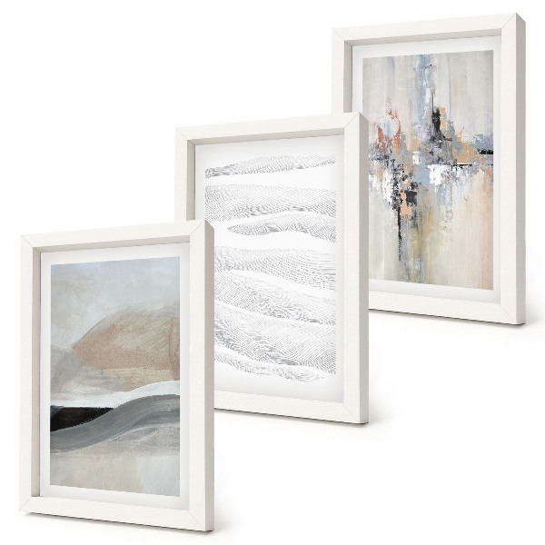 Juego de 3 cuadros decorativos Diseños abstractos en tonos tierra neutros.