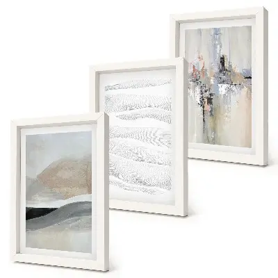 Juego de 3 cuadros decorativos con diseños abstractos en tonos tierra neutros
