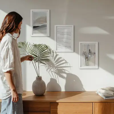 Juego de 3 cuadros decorativos con diseños abstractos en tonos tierra neutros