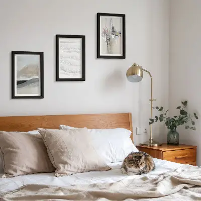 Juego de 3 cuadros decorativos con diseños abstractos en tonos tierra neutros