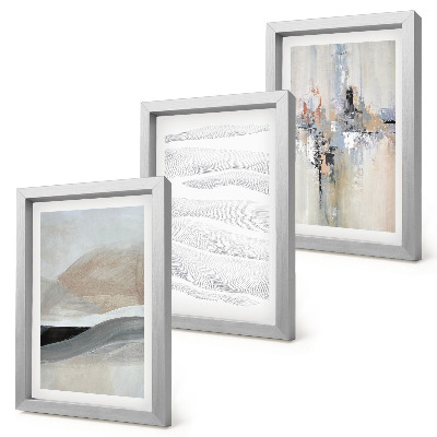 Juego de 3 cuadros decorativos Diseños abstractos en tonos tierra neutros.