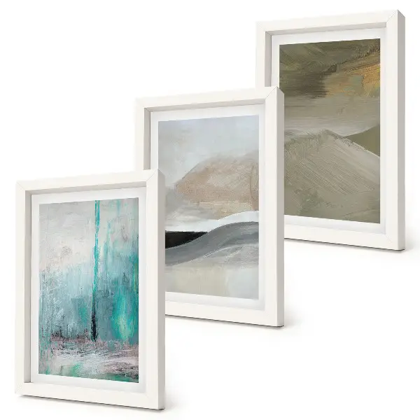 Juego de 3 cuadros decorativos con diseños abstractos minimalistas pintados