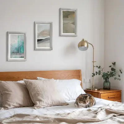 Juego de 3 cuadros decorativos con diseños abstractos minimalistas pintados