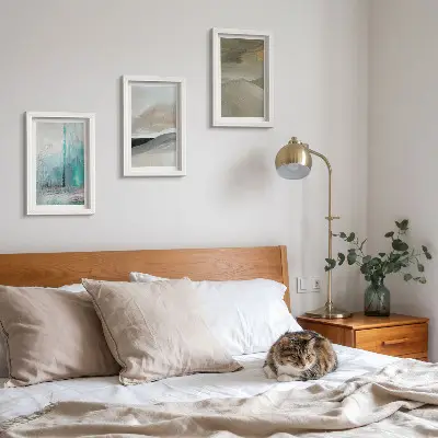 Juego de 3 cuadros decorativos con diseños abstractos minimalistas pintados