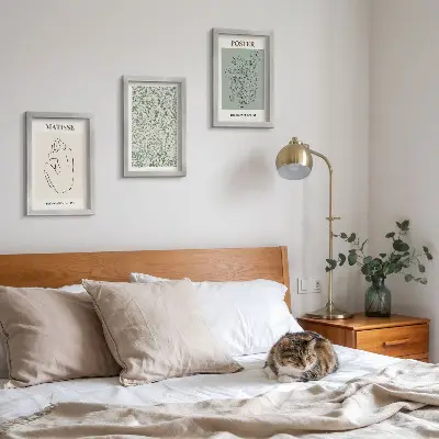Juego de 3 cuadros decorativos con motivos vegetales de estilo minimalista