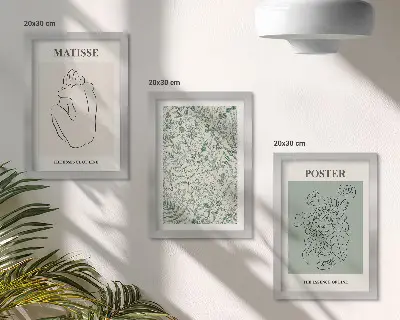 Juego de 3 cuadros decorativos con motivos vegetales de estilo minimalista