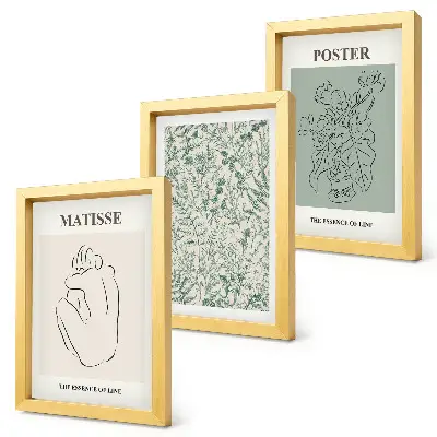 Juego de 3 cuadros decorativos con motivos vegetales de estilo minimalista