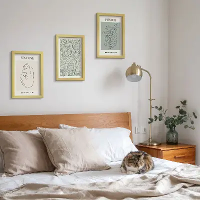 Juego de 3 cuadros decorativos con motivos vegetales de estilo minimalista
