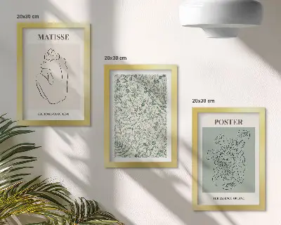 Juego de 3 cuadros decorativos con motivos vegetales de estilo minimalista