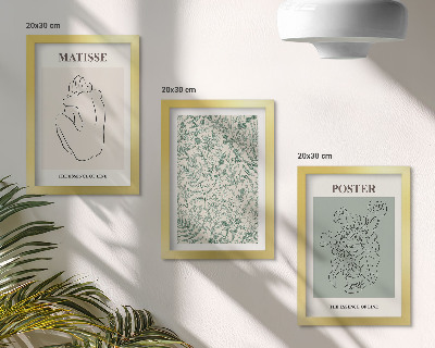 Juego de 3 cuadros decorativos Líneas y motivos vegetales en un estilo minimalista.