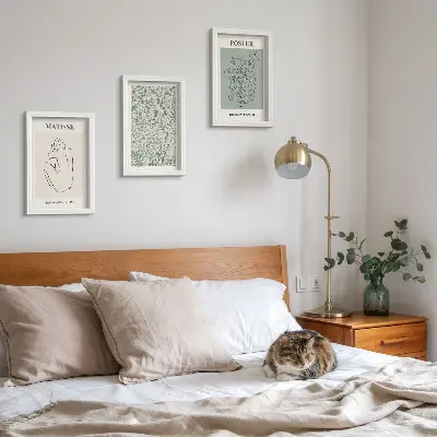 Juego de 3 cuadros decorativos con motivos vegetales de estilo minimalista
