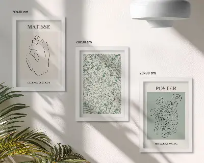 Juego de 3 cuadros decorativos con motivos vegetales de estilo minimalista