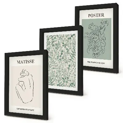 Juego de 3 cuadros decorativos con motivos vegetales de estilo minimalista