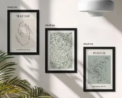 Juego de 3 cuadros decorativos con motivos vegetales de estilo minimalista