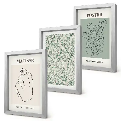 Juego de 3 cuadros decorativos con motivos vegetales de estilo minimalista