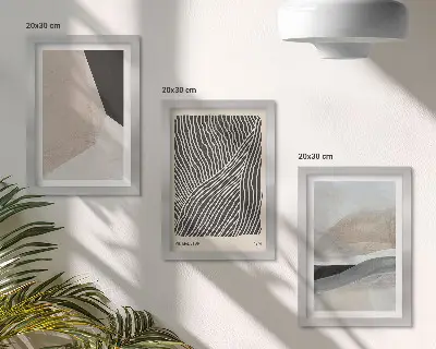 Juego de 3 cuadros decorativos con diseños abstractos en tonos beige y gris