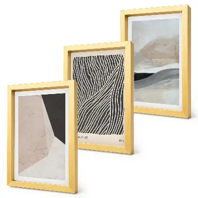 Juego de 3 cuadros decorativos con diseños abstractos en tonos beige y gris