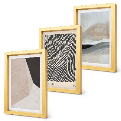 Juego de 3 cuadros decorativos Diseños abstractos en tonos beige y gris.