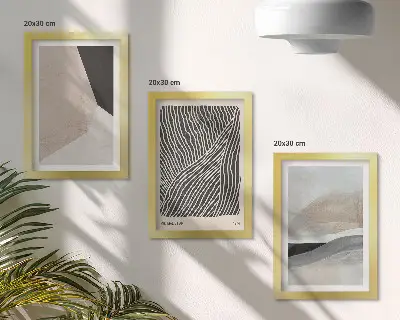 Juego de 3 cuadros decorativos con diseños abstractos en tonos beige y gris