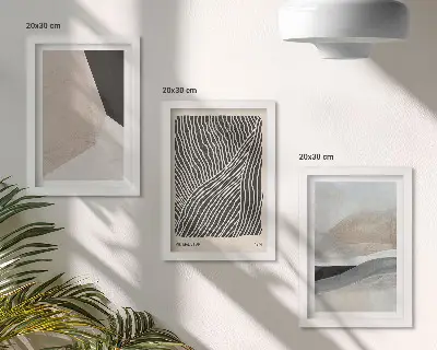 Juego de 3 cuadros decorativos con diseños abstractos en tonos beige y gris
